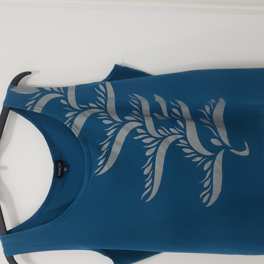 〰️Tanoa〰️ Teal Heliconia Print Tank Top XL - Picture 3 of 5
